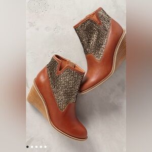 Schuler & Sons Anthropologie Boots Short Wedge Booties Shoes size 8